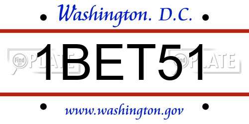 1BET51 District Of Columbia License Plate