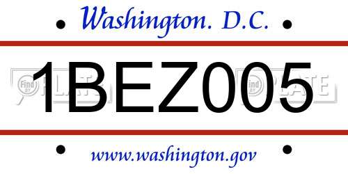 1BEZ005 District Of Columbia License Plate