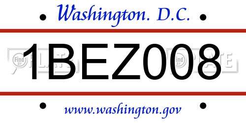 1BEZ008 District Of Columbia License Plate