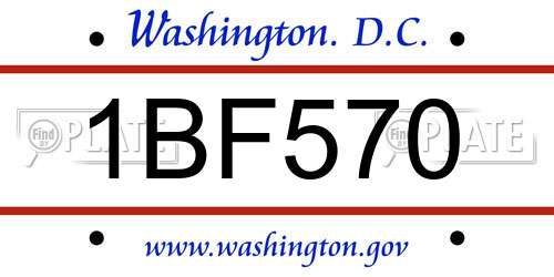 1BF570 District Of Columbia License Plate