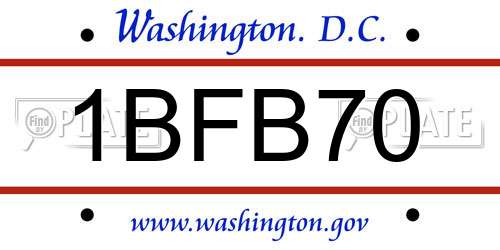 1BFB70 District Of Columbia License Plate