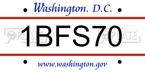 1BFS70 District Of Columbia License Plate