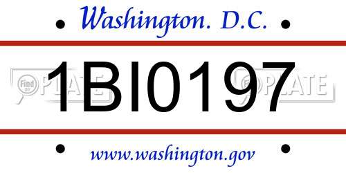 1BI0197 District Of Columbia License Plate