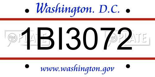 1BI3072 District Of Columbia License Plate