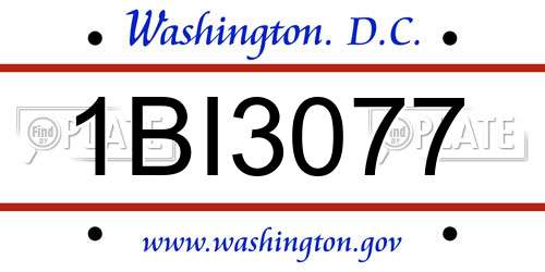 1BI3077 District Of Columbia License Plate