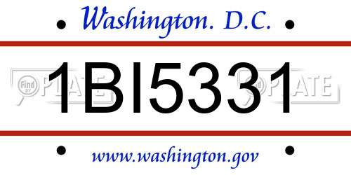 1BI5331 District Of Columbia License Plate