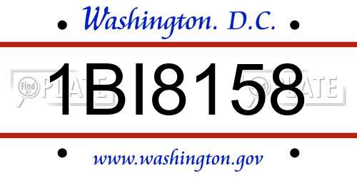 1BI8158 District Of Columbia License Plate
