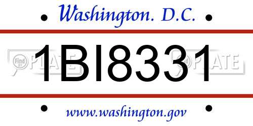 1BI8331 District Of Columbia License Plate