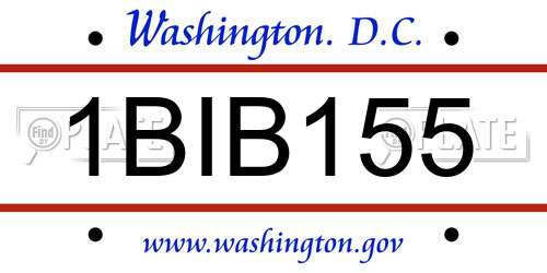 1BIB155 District Of Columbia License Plate