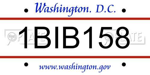 1BIB158 District Of Columbia License Plate