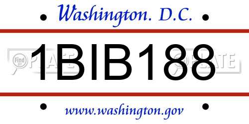 1BIB188 District Of Columbia License Plate