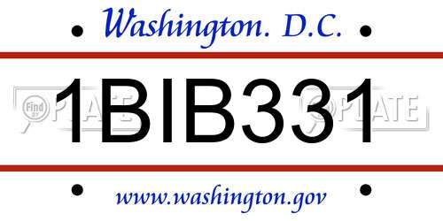 1BIB331 District Of Columbia License Plate