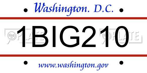 1BIG210 District Of Columbia License Plate