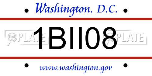 1BII08 District Of Columbia License Plate