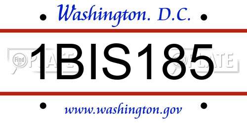 1BIS185 District Of Columbia License Plate