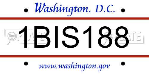 1BIS188 District Of Columbia License Plate