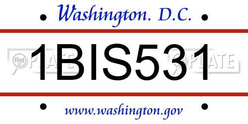 1BIS531 District Of Columbia License Plate