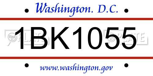 1BK1055 District Of Columbia License Plate