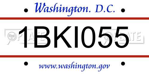 1BKI055 District Of Columbia License Plate
