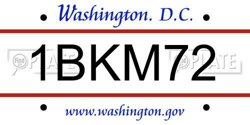 1BKM72 District Of Columbia License Plate