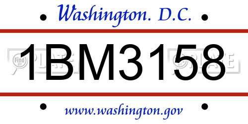 1BM3158 District Of Columbia License Plate