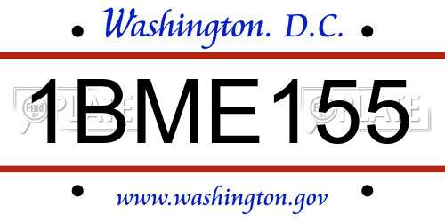 1BME155 District Of Columbia License Plate