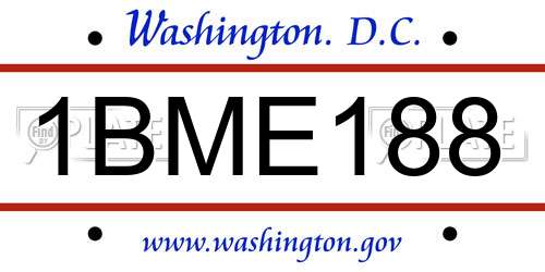1BME188 District Of Columbia License Plate