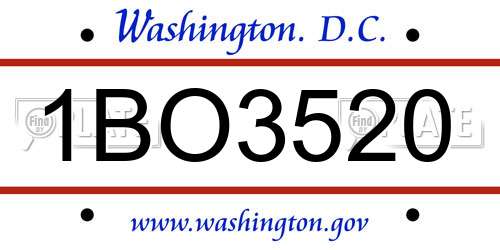 1BO3520 District Of Columbia License Plate