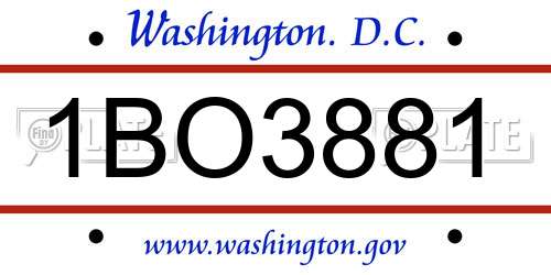1BO3881 District Of Columbia License Plate
