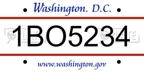 1BO5234 District Of Columbia License Plate