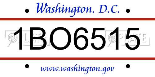 1BO6515 District Of Columbia License Plate