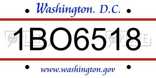 1BO6518 District Of Columbia License Plate