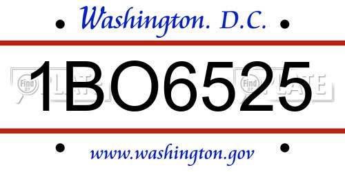 1BO6525 District Of Columbia License Plate