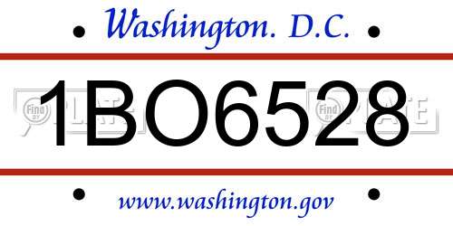 1BO6528 District Of Columbia License Plate