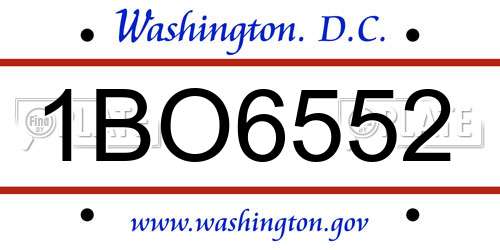 1BO6552 District Of Columbia License Plate