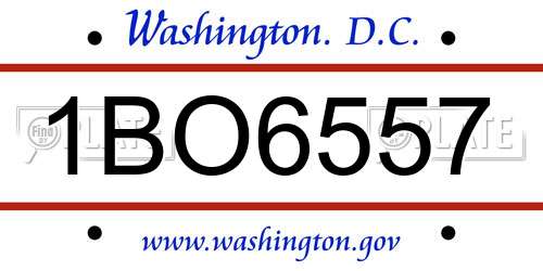 1BO6557 District Of Columbia License Plate