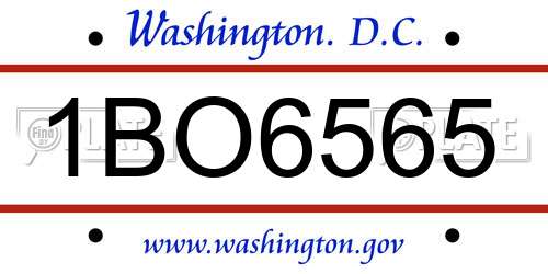 1BO6565 District Of Columbia License Plate