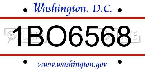 1BO6568 District Of Columbia License Plate
