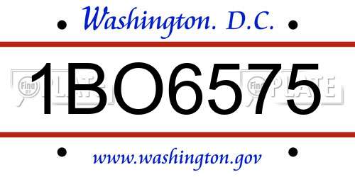 1BO6575 District Of Columbia License Plate