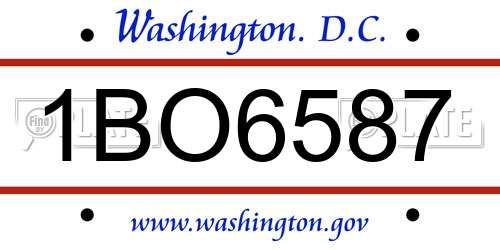 1BO6587 District Of Columbia License Plate