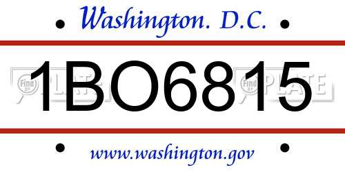 1BO6815 District Of Columbia License Plate