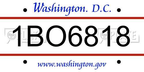 1BO6818 District Of Columbia License Plate