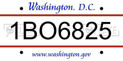 1BO6825 District Of Columbia License Plate