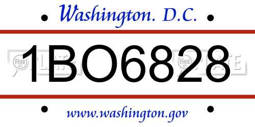 1BO6828 District Of Columbia License Plate