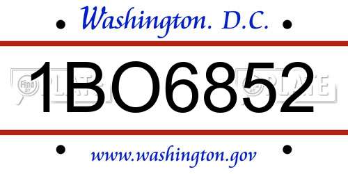 1BO6852 District Of Columbia License Plate