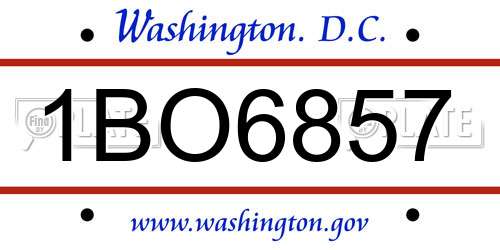 1BO6857 District Of Columbia License Plate
