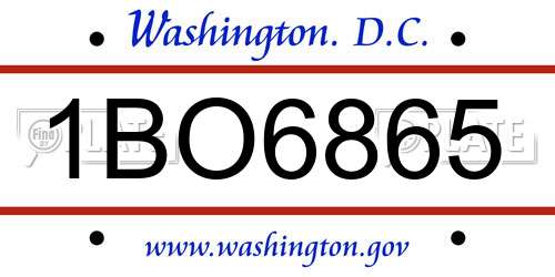 1BO6865 District Of Columbia License Plate