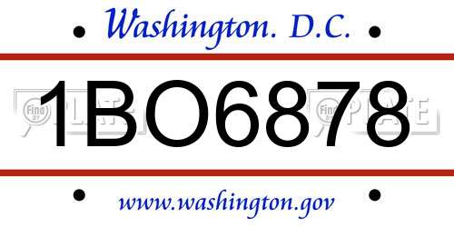 1BO6878 District Of Columbia License Plate