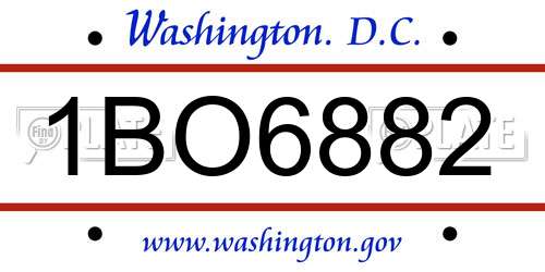 1BO6882 District Of Columbia License Plate