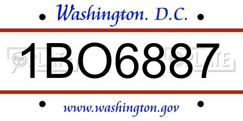 1BO6887 District Of Columbia License Plate